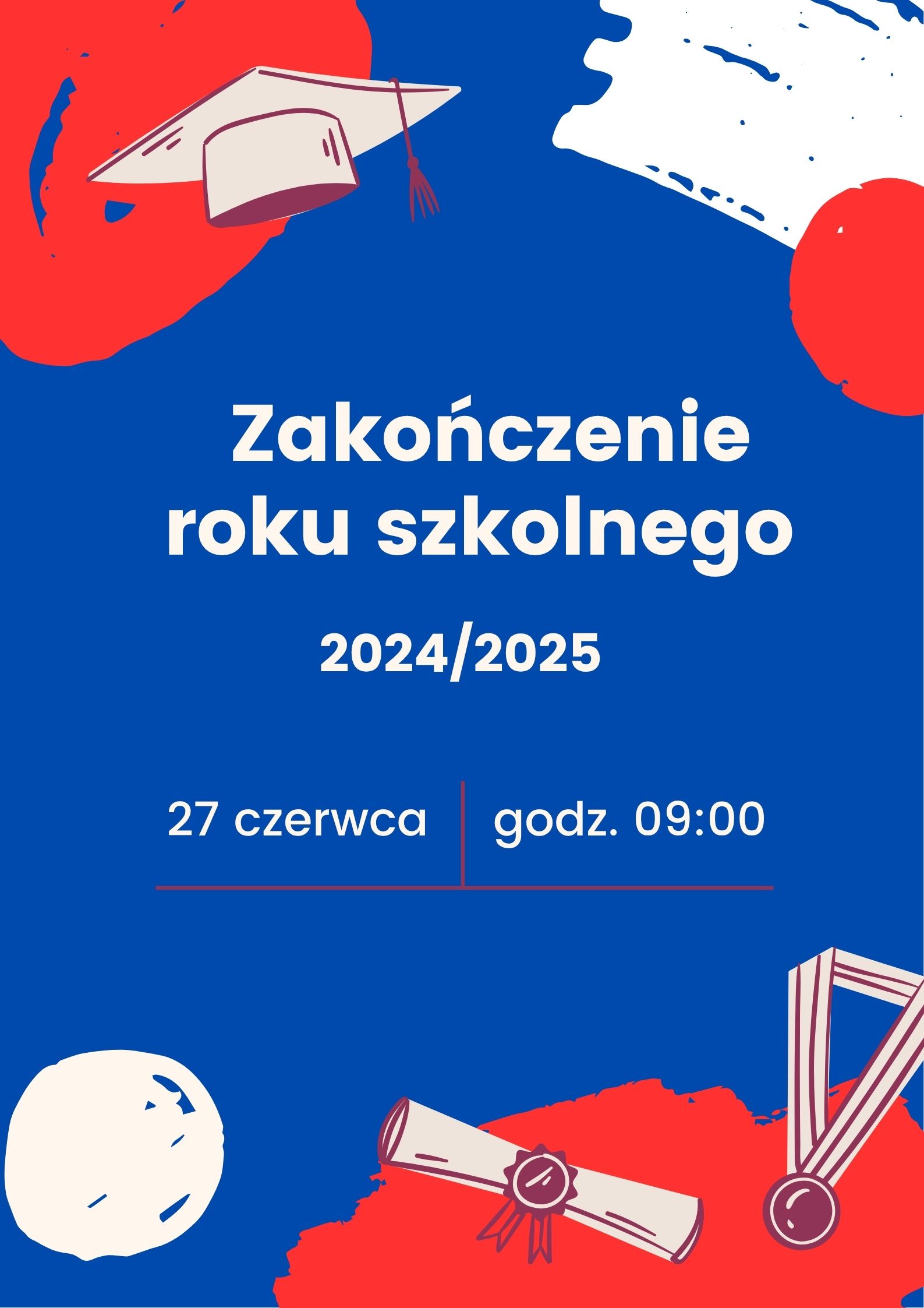 Fioletowy Pomarańczowy Zabawny i Uroczysty Szkoła Plakat – uroczystość wręczenia dyplomów